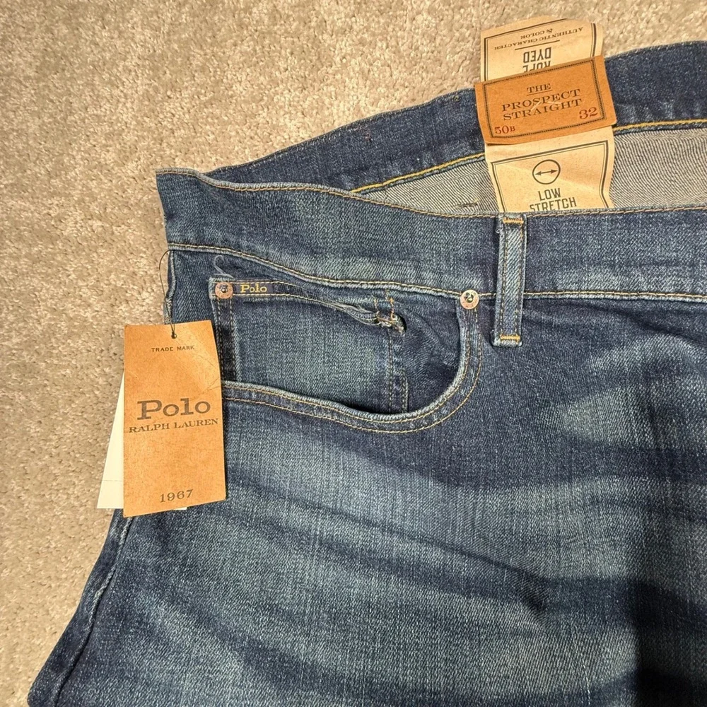 NWT Polo Ralph Lauren Prospect Straight Leg Jeans Mens 50Bx32 Blue Stretch Denim